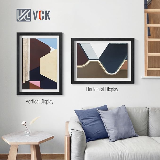 VCK 20x28 Picture Frames Black Set of 6, Wide Border Wood Poster Frame, Multi-Directional Display Family Photos, Office Prints, Studio/Gallery Art, Woodgrain Series, Wall Hanging