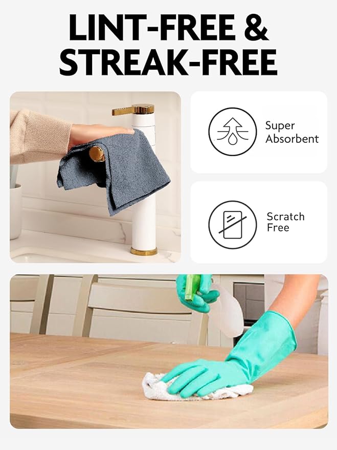 Fantasticlean Microfiber Cleaning Cloth Roll -150 Pack, Tear Away Microfiber Towels, 12" x 12", Reusable, Washable, Ultra Absorbent Dishcloth for Car, Home Supplies, Pet, Kitchen (White & Dimgrey)