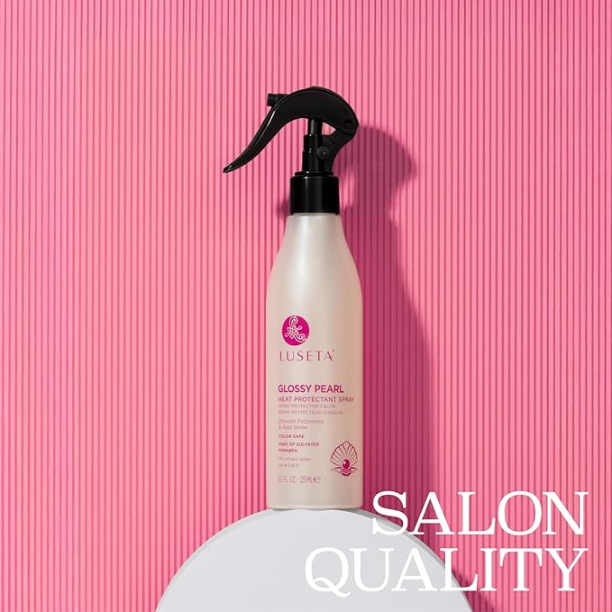Luseta Glossy Pearl Heat Protectant Spray Smoothing Thermal Protection Treatment Enhance Shine and Add Strength for All Hair Types Protect Hair from Heat Damage 8.5oz