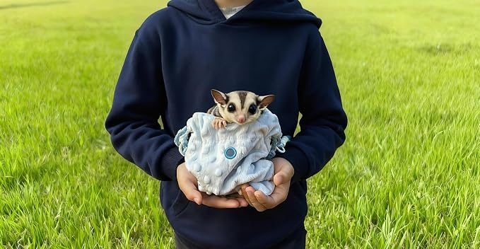 Sugar Glider Bonding Pouch Portable Drawstring Pouch Soft Sleeping Bag with Blue Braided Ribbon Small Animal Carrier- Hedgehog Hamster Ferret (Blue)