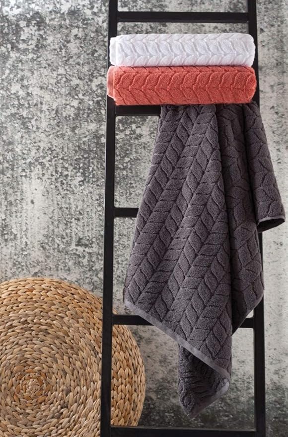 Turkish Cotton Ultra-Soft Plush Absorbent Quick Dry Bathroom Towel Set, Made in Turkey (Gray, Bath Sheet)