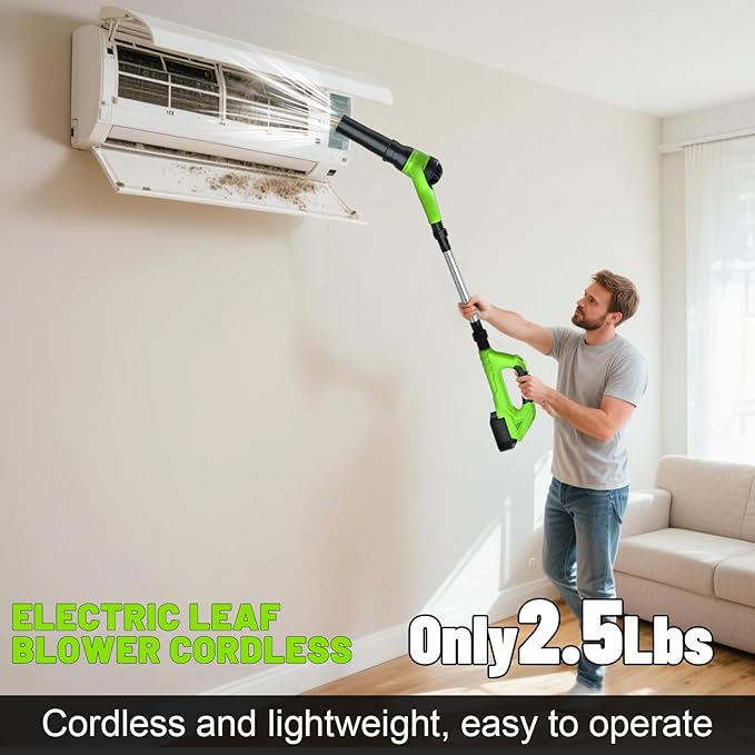 Leaf Blower Cordless, 40V Electric Leaf Blower Cordless with 2 Batteries, Adjustable 300° Multi-Angle Rotation Nozzle 3 Speed Modes 500CFM/180MPH for Lawn Care, Patio, Dust, Leaves, Yard, Car, Gutter