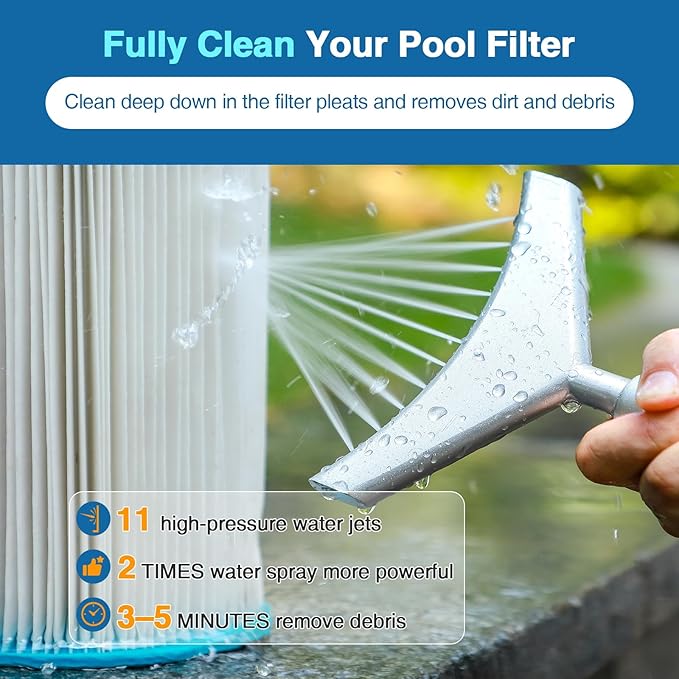 Premium Pool & Spa Filter Cartridge Cleaner, Removes Debris & Dirt from Pool Filters in Seconds, Heavy Duty & Durable Pool Cartridge Filter Cleaner, Filter Cleaning Wand Tool for Hot Tub