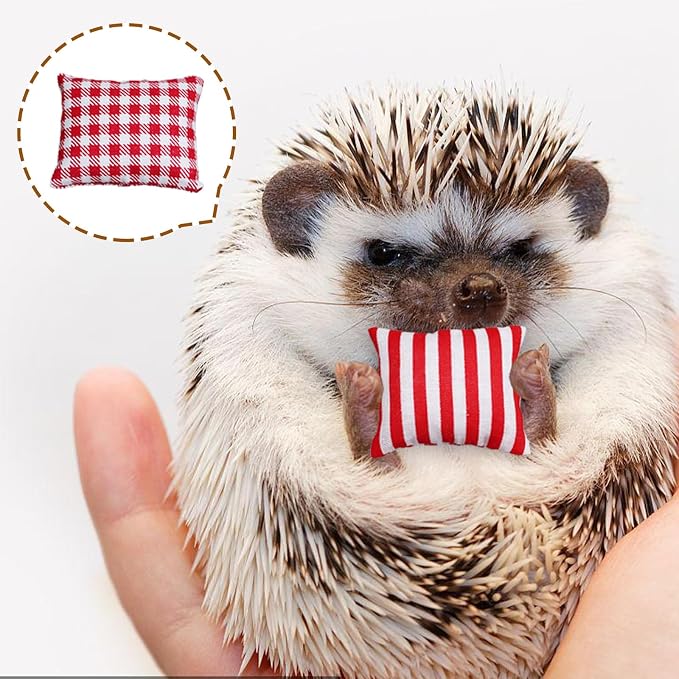 Warm Cozy Hedgehog House Bed with 2 Small Pillows, Winter Sack for Hamster, Sugar Glider, Cuddle Pouch for Small Pets Cage Accessories
