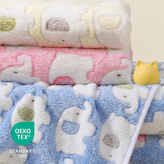 Luciphia 3 Pack Cute Dog Blankets Soft Fleece for Small Puppy Cat,30"x20" | Fuzzy Flannel Small Pet Blanket Washable, Cute Elephant Print for Crate Car Bed. Puppy Essential,Cat Stuff Gifts,Medium