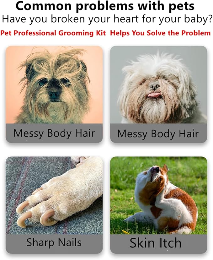 Rabbit Professional Nail Clippers Grooming Kit with Pet Shedding Slicker Brush, Pet Grooming Comb, Nail Clipper Trimmer for Rabbit, Puppy, Kitten, Guinea Pig, Hamster, Ferret (4PCS)