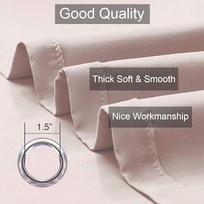 LA PALMA Thermal Insulated Blackout Darkening Grommet Living Room Curtains Window Drapes for Bedroom Pack of 2 Panels