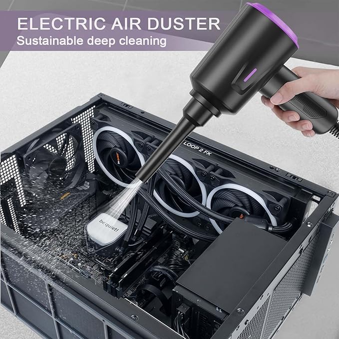 Air Duster - Compressed Air - 5.74 oz High Power Cleaning for Computer - PC - 2 Gear Air Blower (Black Purple)