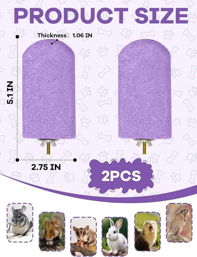 Chinchilla Lava Ledges Rat Climbing Platform 2 Pack Pumice Ledge Shelf Pet Chewing Grinding Toys Small Animals Cage Accessories for Totoro Squirrel Guinea Pig Hamster Purple