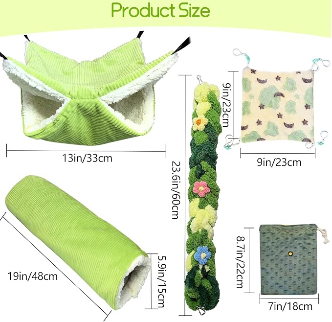 Hamiledyi Ferret Hammock 5 Pack Sugar Glider Climbing Ropes Toys Rat Hanging Tunnel Hammock Swing Squirrel Hideout Bed Cage Accessories for Hamster Mouse Small Animals