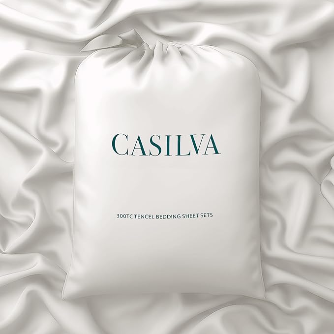 CASILVA Eucalyptus Sheets - Infused with Silver for Anti-Odor, Softer Than Silk Fibers, More Cooling Than Cotton - Perfect for Hot Sleepers & Sensitive Skin - 100% Tencel Lyocell - Full Sheet Set