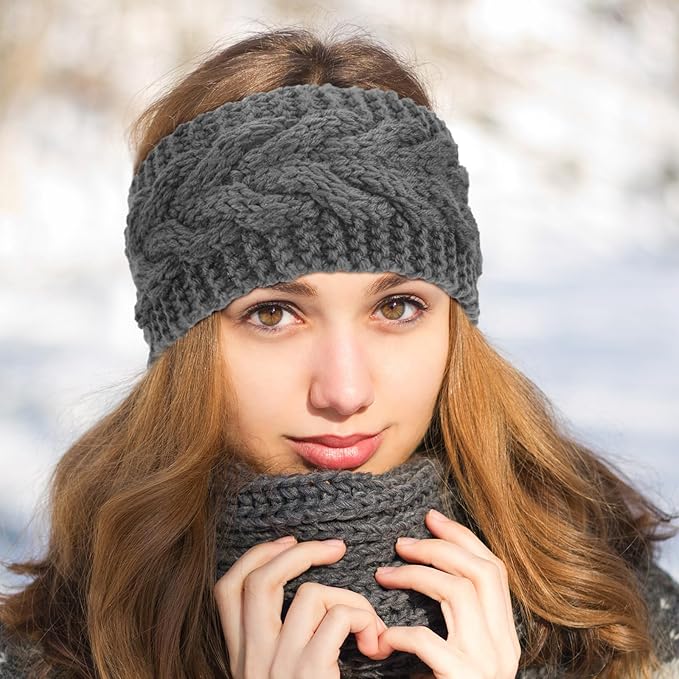DRESHOW Winter Knit Chunky Headbands for Women Crochet Turban Knitted Ear Warmer Fashion Head Wrap 6 Pack