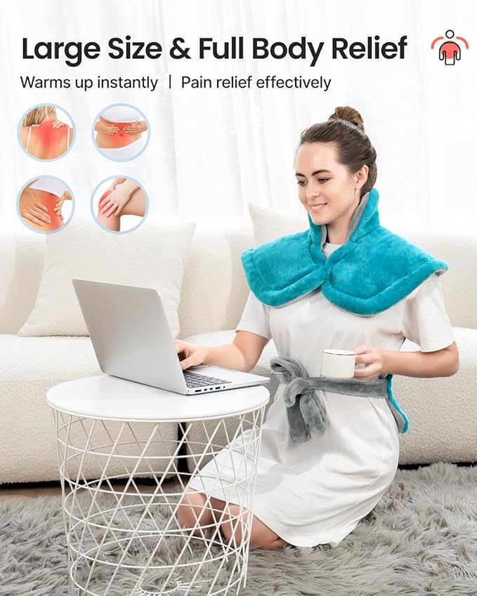RENPHO Heating Pad for Back, Mothers Day Gifts for Mom & Birthday Gifts for Men Women, FSA Eligible & HSA Store, Weighted Electric Heat Pad for Neck and Shoulder, ETL Certified, 24"x33", Gray Green