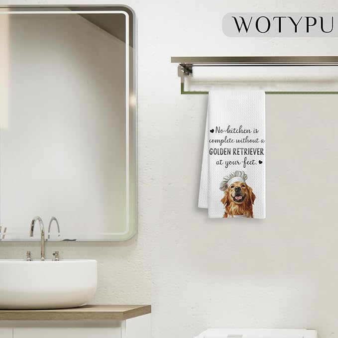 Golden Retriever Gifts Kitchen Towels, Gifts for Golden Retriever Lovers Dish Tea Towels for Kitchen, Dog Lovers Gifts Decorative Hand Towel, 16x24 Inch