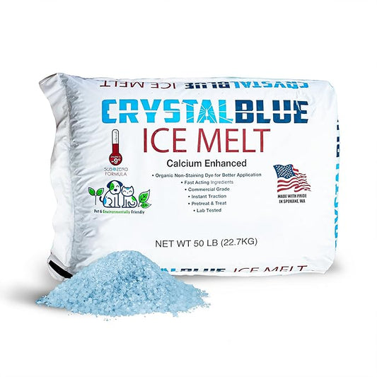 Snow Joe Crystal Blue Snow & Ice Melter, Heat-Generating Crystals, 50 Lb Bag - Fast-Acting Commercial Deicer and Remover for Concrete, Driveway, Sidewalk, and Outdoor Spaces