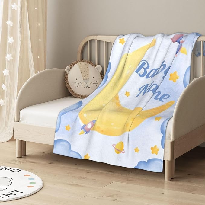 Personalized Baby Blankets for Girls Boys, Custom Baby Blanket with Name, Customized Baby Blanket Gifts for Kids Newborn for Birthday Christmas