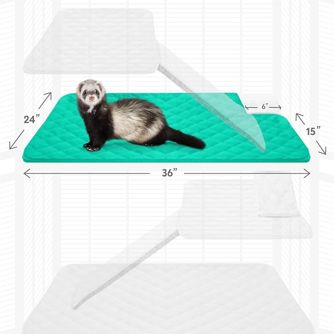 Paw Inspired Fitted Fleece Top Pan Liner for Critter Nation Cage, Green | Tray Cover with Notch for Ferret Nation/Critter Nation Cage, For Ferrets, Rats, Chinchillas, Hedgehogs, Small Animals, Pets