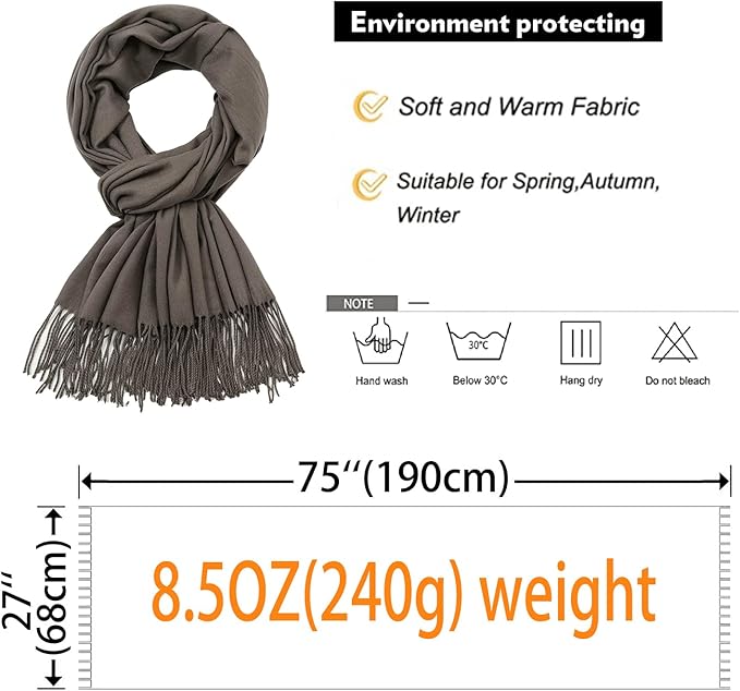 RIIQIICHY Women's Scarf Pashmina Shawls and Wraps for Evening Dress Bridesmaid Wedding Bridal Winter Warm Long Large Scarves