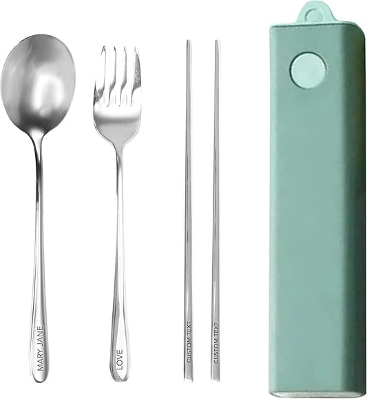 Personalized Utensil-Stainless Steel Utensil Set, Reusable Eating Utensils, Zero Waste Kit, Reusable Eating Utensils, Travel Cutlery