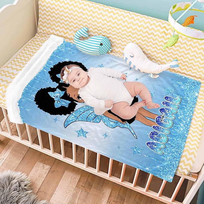 D-Story Personalized Gifts for Boys Girls Customized Blanket with Name Custom Blanket Personalized Flannel Throw Blankets African Style Blanket for Adult Kid Baby Birthday