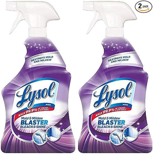 Lysol Mold and Mildew Remover, 2 Pack Bathroom Cleaner Spray, Whitens and Removes Soap Scum and Stains on Tiles, Grout, Bathtubs, Toilets, Sinks, 32 oz. Each