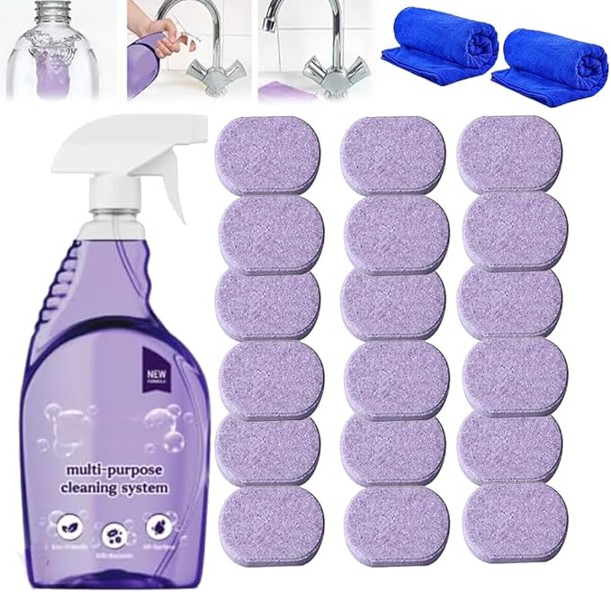 Clean Spray Cleaner for Ovens - Multipurpose Foam Cleaning System - The Solution for Every Stain, All-Purpose Cleaning Spray with Concentrated Cleaning Tablets (1Bottle+24PCS Tablets)