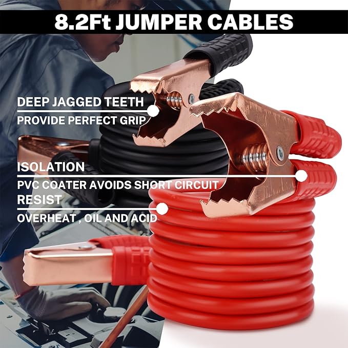 Car Roadside Emergency Kit with Battery Jumper Cables,Car Accessories for Men or Women,Automotive Safety Kit for Car,Vehicle, Truck or SUV,Gifts for Men or Him, Pink