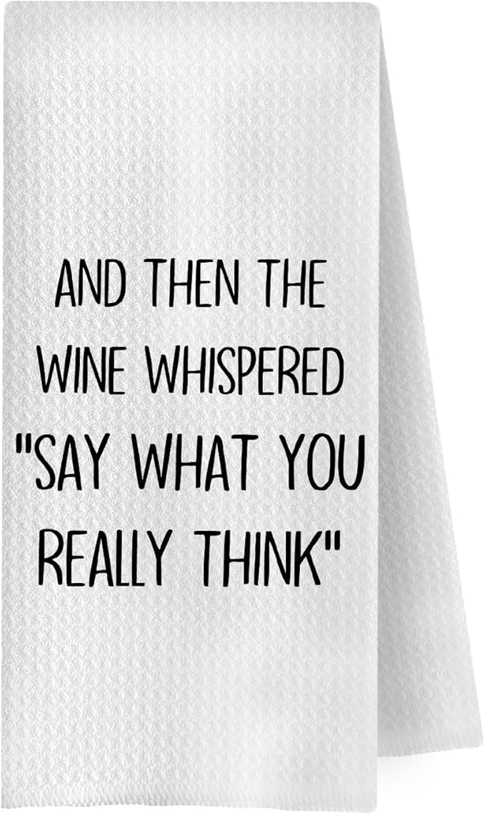 Wine Lovers Kitchen Towel - Funny Wine Gifts Decorative Waffle Weave Dish Towels, Tea Hand Towel, Housewarming Gift for Women, 16x24 Inch