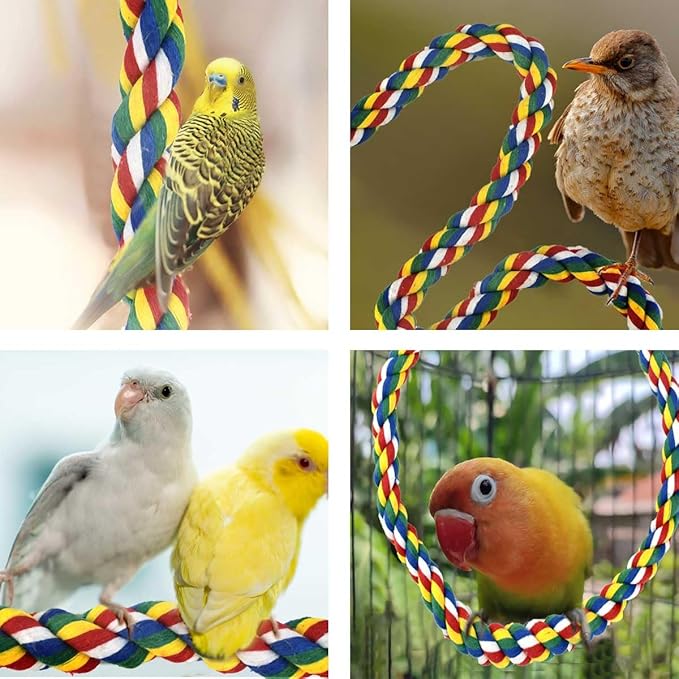 23.6 Inches Colorful Rope Perch for Bird Bungee Climbing Swing Parrot | Parrot Birds Bungee Rope Perch Climbing Swing Perches for Parrot Cockatiels Bird Cage Stand Accessories Colorful Parakeet