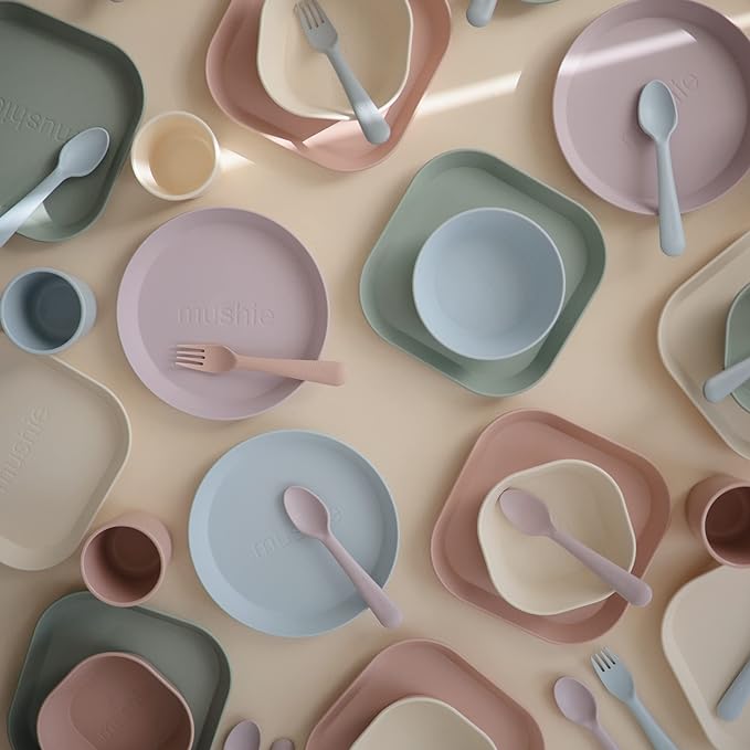 mushie Square Dinnerware Bowls for Kids | Made in Denmark, Set of 2 (Blush)