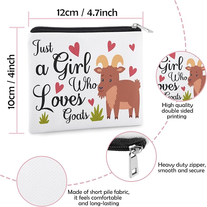 Goat Lover Gift Coin Purse for Women Goat Gifts Coin Purse Farmers Christmas Birthday Gifts Animal Lovers Goats Themed Gift Friend Bestie Sister Graduation Presents for Daughter Zipper Change Pouch