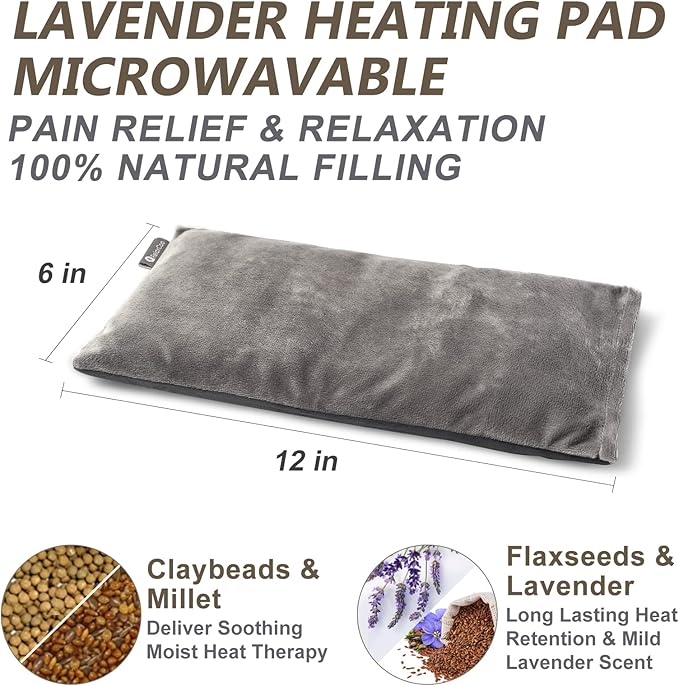 Microwave Heating pad with Washable Cover 6 * 12" Microwavable Heat Pad for Neck Shoulder, Cramps, Back Pain Relief, Warm Compress Bean Bag Moist Heat Pack for Muscles, Joints, 2 Pack