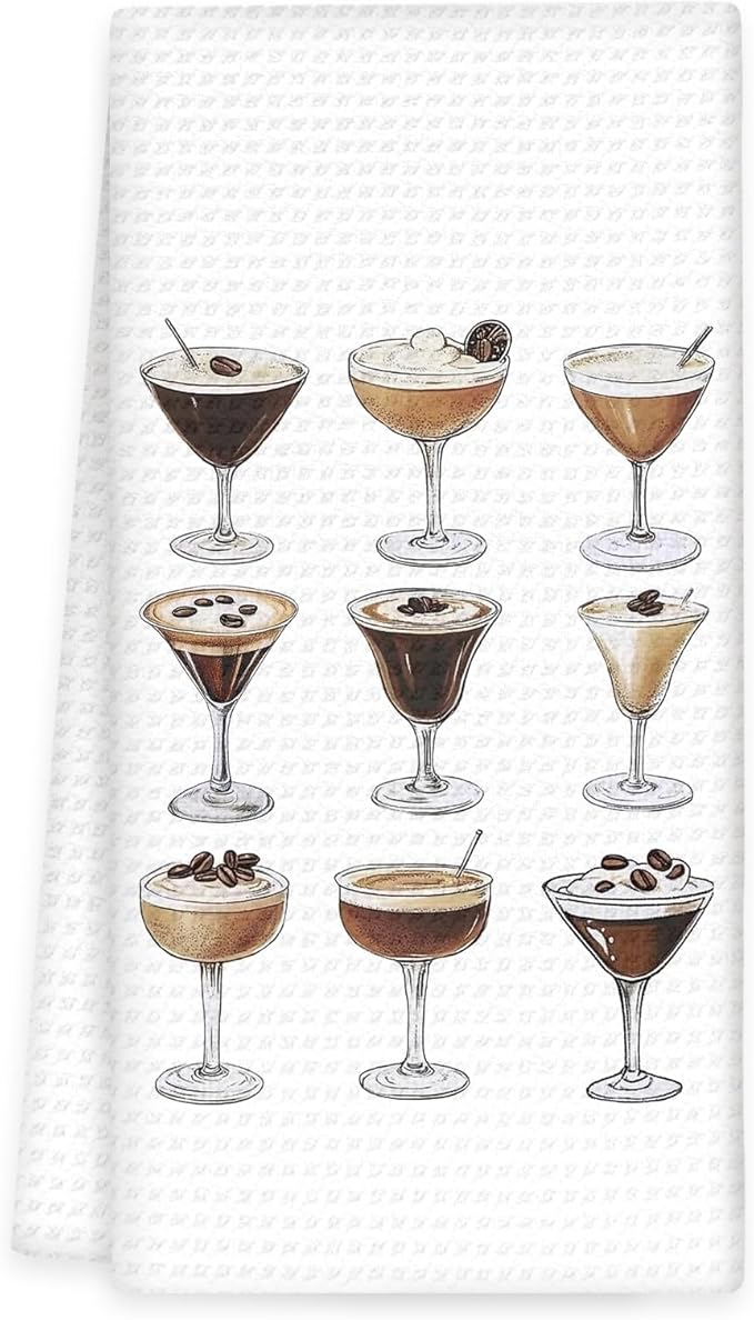 Espresso Martini Gifts Kitchen Towels, Espresso Martini Decor Hand Towels, EspressoMartini Bar Cart Decor, EspressoMartini Dish Towel Tea Towel for Home Bar Kitchen Decorative, 16x24In