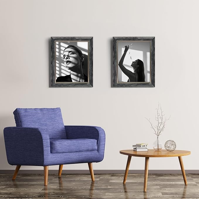 XUANLUO 8x10 Picture Frames Set of 4 Rustic Retro Photo Frame with HD Plastic Cover for Wall Mount and Tabletop Display Family Friends Wedding Gift