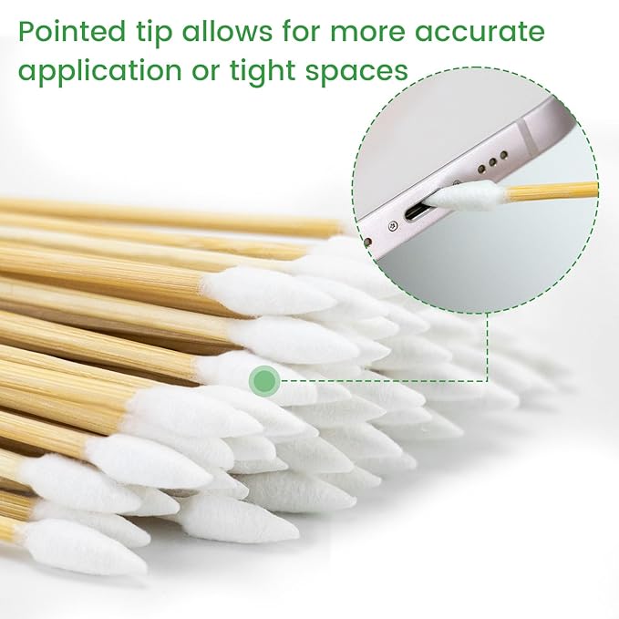 1000 Precision Long Cotton Swabs - Pointed Swabs 6 Inch- Biodegradable Bamboo Cotton Buds - Versatile Tipped Applicators for Intricate Work Gun Cleaning Makeup Nails