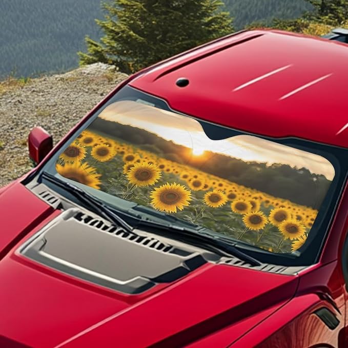 Sunrise Sunflower Car Windshield Sun Shade Heatshield Automotive Interior Cover Sun Visor Protector Blocks UV Rays Keep Your Vehicle Cool