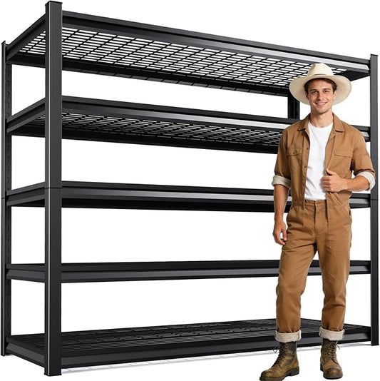 Garage Shelving, Heavy Duty Garage Shelves, Adjustable Metal Shelving Unit, Easy Assembly Garage Storage Shelves, 3000LBS Storage Rack Shelf for Garage, Basement, 72" H x 59" W x 19.6" D