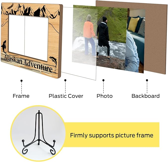 WwongxianB Alaska Souvenirs Wood Photo Frame Wedding Honeymoon Vacation Gifts for Couple Alaska Tabletop Display 4 x 6 Picture Frame Gifts for Friends BFF, Home Office Desk Holiday Decorations -21