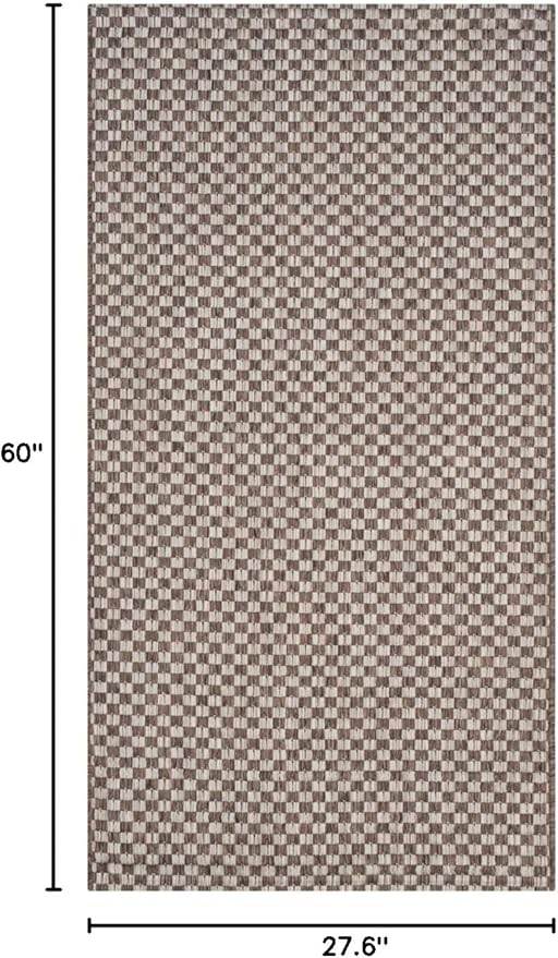 SAFAVIEH Washable Rug Outdoor Courtyard Collection - 2'3" x 5', Light Brown & Light Grey, Non-Shedding & Easy Cleaning, Ideal for Patio, Front Door, Entryway, Mudroom, Doormat (CY8653-36321)