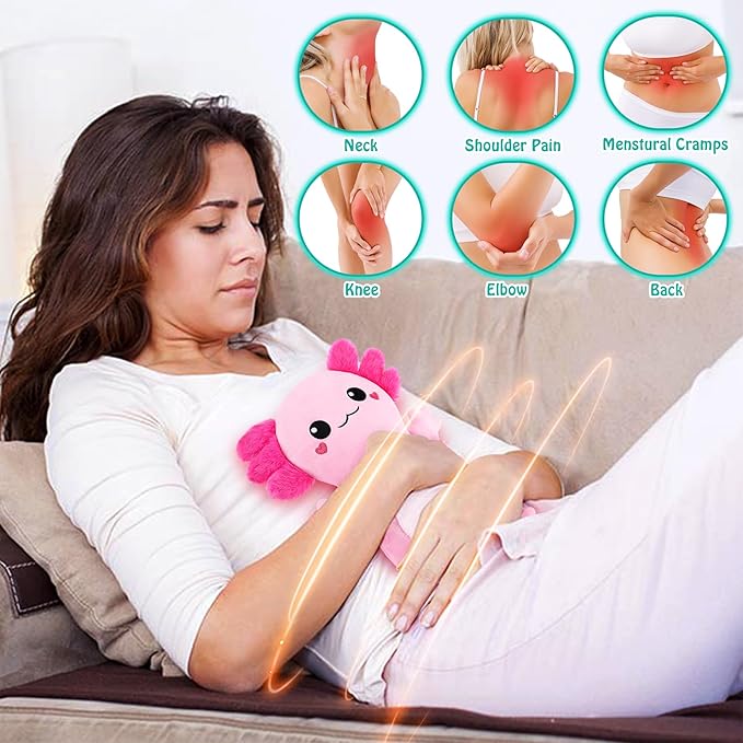 Axolotl Microwave Heating Pad for Period Cramps, Animals Microwavable Heating Pad for Shoulder Neck Knee Pain Relief, Cute Pink Axolotl Plush Heat Pack for Women Mother's Day and Kids Birthday