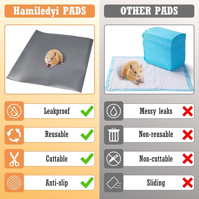 Hamiledyi Guinea Pig Cage Liner Reusable Small Animal Bedding Easily Cut to Suit Cage Washable Guinea Pig Pee Pads for Rabbit Hamster Chinchillas Rat (24" x 118" Grey)