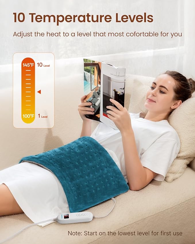 RENPHO Heating Pad for Back/Neck/Shoulder/Knee/Leg Pain Relief, Mothers Day Gifts for Mom Wife, 12x24'' Electric Heating Pad for Period Cramps, FSA Eligible Items Only List, ETL Certified (Blue)