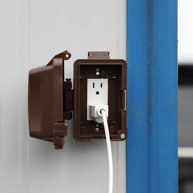 Bates- Weatherproof Electrical Outlet Cover, 1-Gang, Brown Outdoor Outlet Cover Weatherproof, Outdoor Plug Cover, Outlet Cover Box