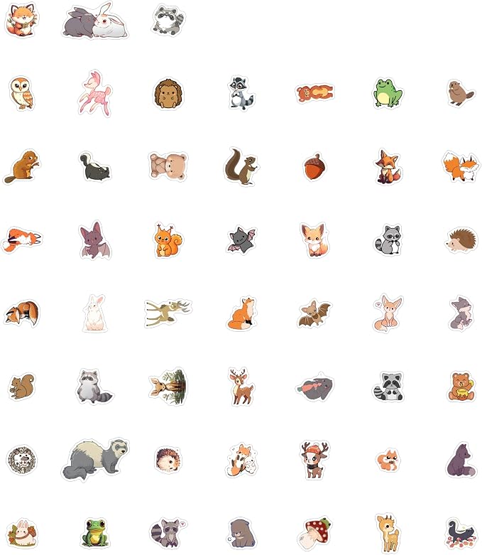 100Pcs Woodland Animal Stickers, Forest Animal Stickers for Water Bottle & Laptop - Woodland Party Supplies & Decorations, Gifts for Women & Men