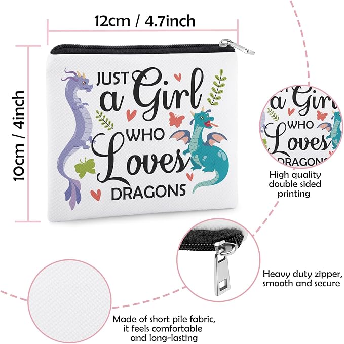 Dragon Lover Gift Dragon Gifts Coin Purse for Women Animal Lover Gift Friend Daughter Sister Christmas Graduation Birthday Gifts Coin Pouch Dragons Themed Present Zipper Change Pouch