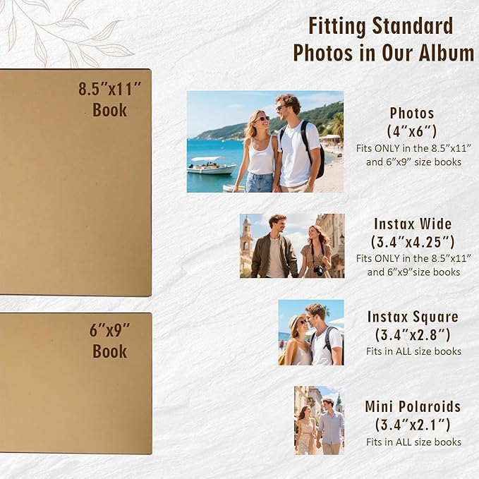 Personalized Photo Album 4x6 Pictures - Wooden Photo Album Book - Custom Family Scrapbook Album,Baby Album and Memory Book - Unique Gift for Wedding Kids Travel Family Birthday