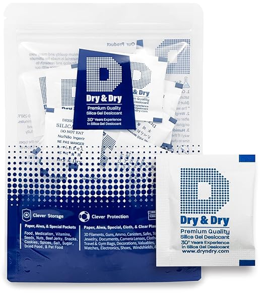 Dry & Dry Silica Gel Desiccants, Silica Gel Packs - Rechargeable (Food Safe) Silica Gel Packets - White - 30 Packets (3 Gram)