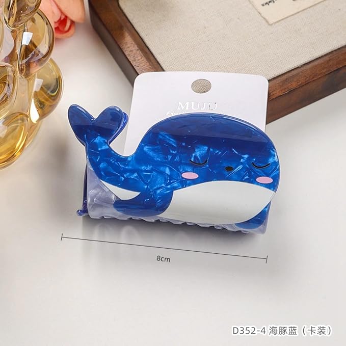 1pc Blue Dolphin Hair Claw Clips Ocean Animal Hair Clips with Cute Design Hair Claw for Thick Hair Thin Hair for Women Large Acrylic Summer Kawaii Hair Accessories Clamps Holiday Party