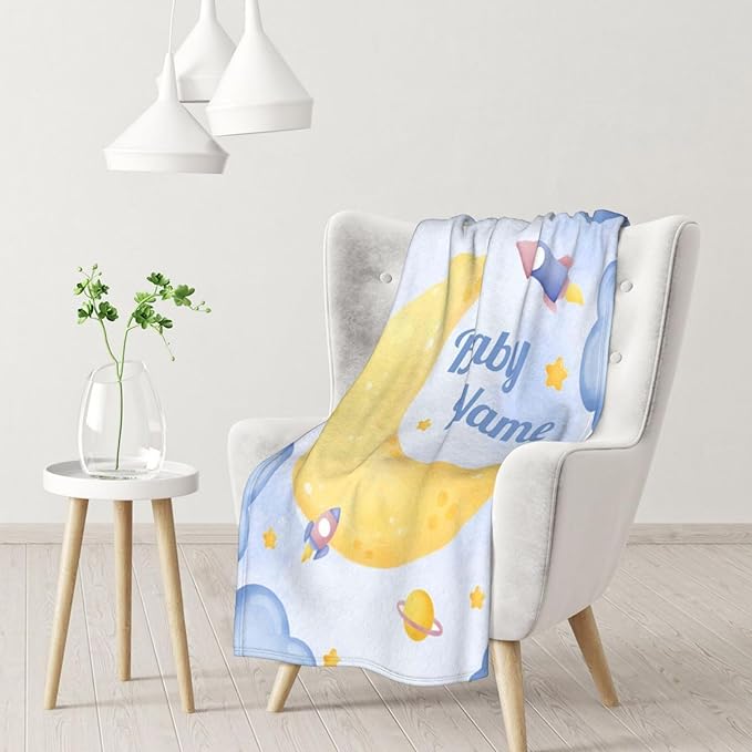Personalized Baby Blankets for Girls Boys, Custom Baby Blanket with Name, Customized Baby Blanket Gifts for Kids Newborn for Birthday Christmas