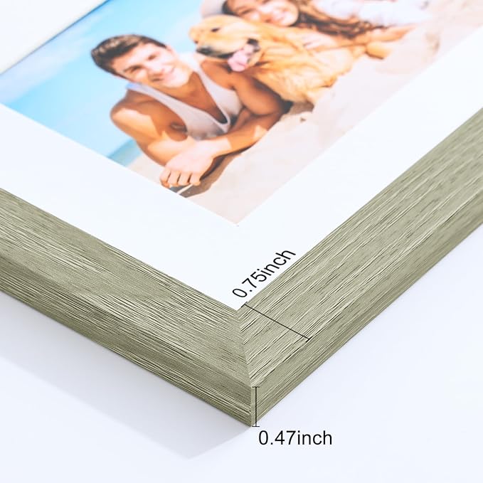 Vittanly 8x10 Collage Picture Frame, Displays 2Pcs 4x6 Pictures with Mat or 1Pcs 8x10 without Mat, Photo Frame for Wall Mounting or Table Top with Stand, Driftwood, 1 Pack